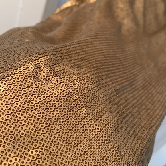 ✨Badgley Mischka Gold Sequin One-Shoulder Dress ✨ — Red Carpet & Holiday Ready - Picture 5 of 7